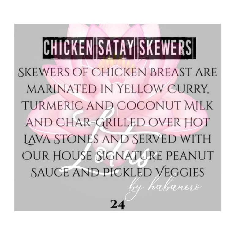 Menu Chicken Satay Skewers