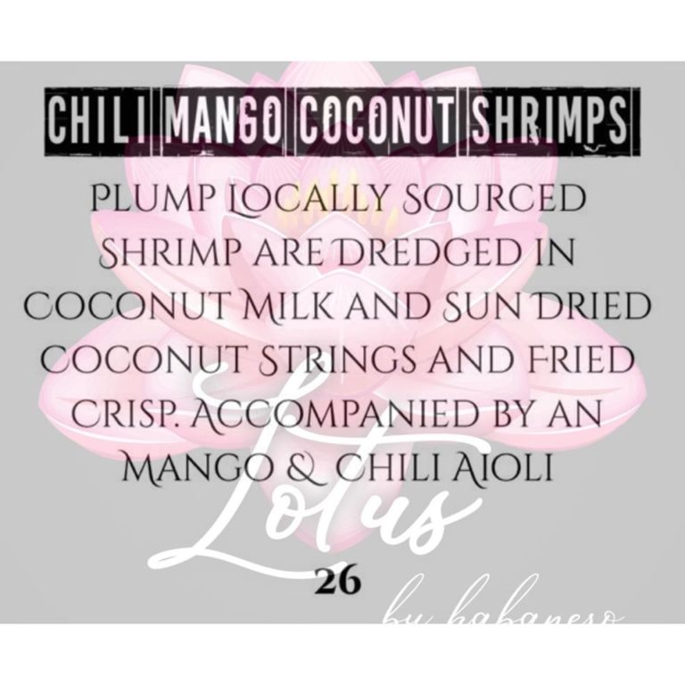 Menu Chili Mango Coconut Shrimp