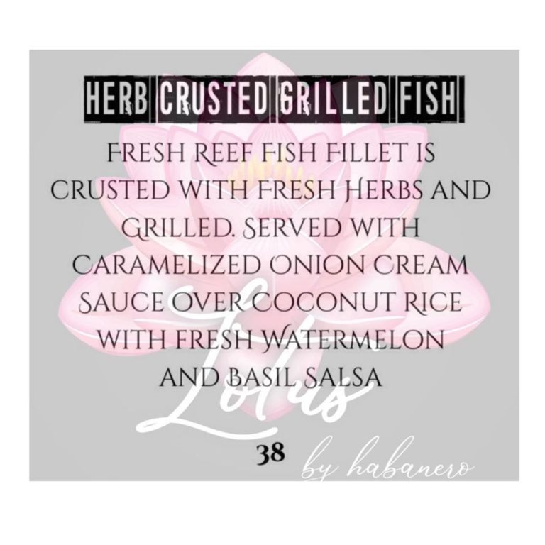 Menu Herb Crusted Grilled Fish
