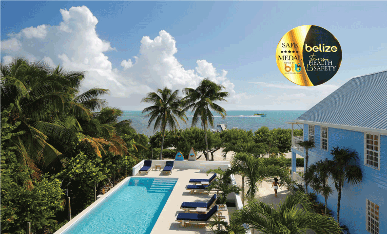 Weezies oceanfront hotel Caye Caulker with gold standard medal