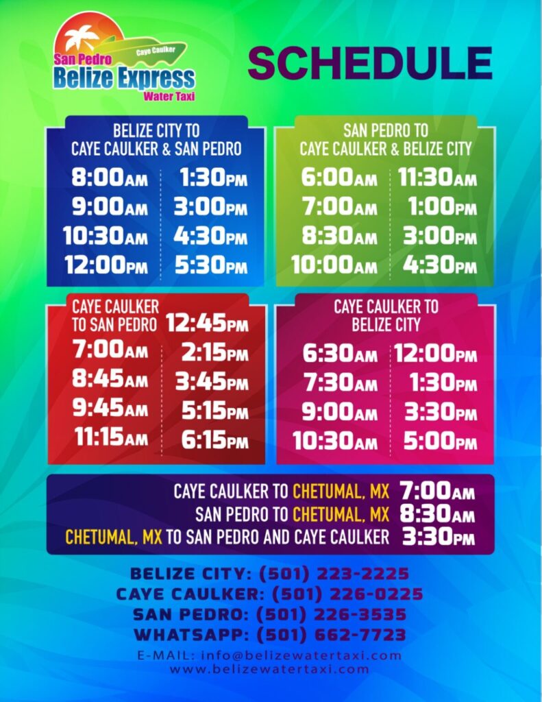 San Pedro Belize Express Schedule